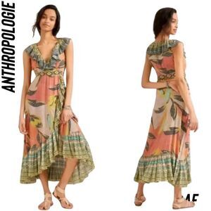 ANTHROPOLOGIE BY BHANUNI JYOTI TIERED MULTI COLORED PRINT MAXI DRESS XL NEW